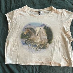 Cropped Horse Tee Shirt H&M